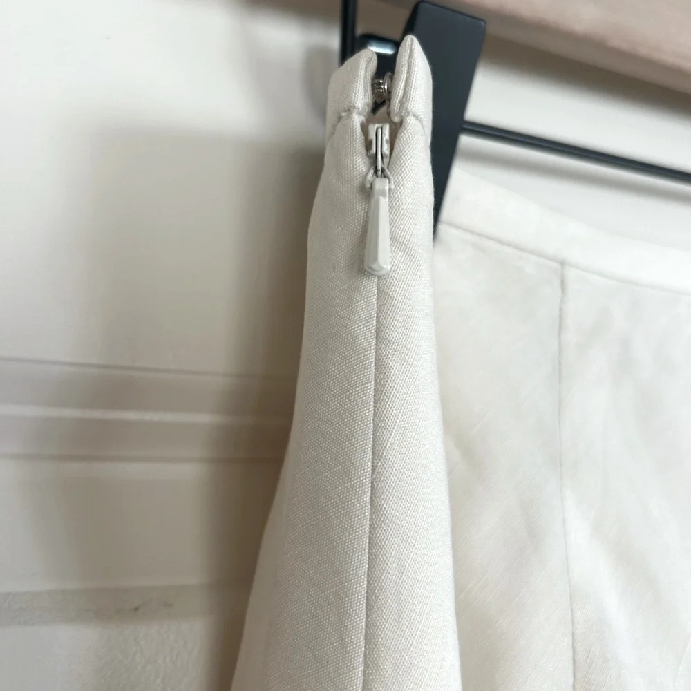 Talbots Linen Cotton Blend A-Line Off White & Floral Midi Skirt Size 12 - Picture 7 of 12